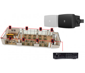 Акустическая система для ресторана, кафе 8 настенных колонки AUDAC WX302